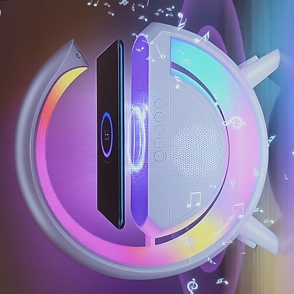 S Sunsbell 3 in 1 rainbow ambient light wireless charger speaker table NEW…